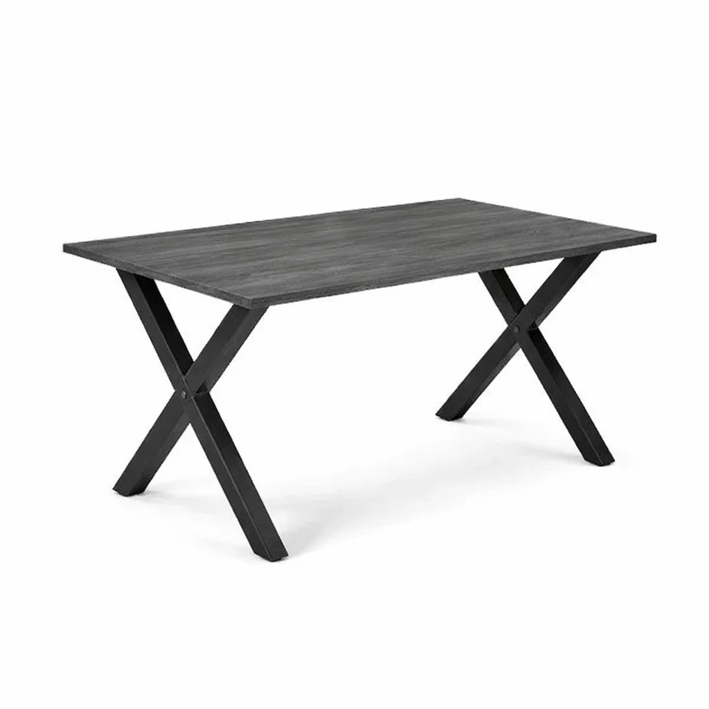 Esstisch Holzfaserplatte Metallgestell rechteckig Schwarz Grau 160 cm x 90 cm x 75 cm-Mobetrix