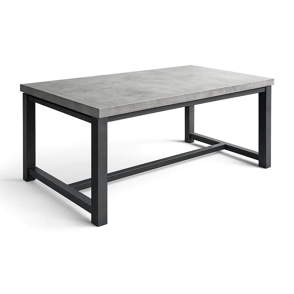 Esstisch rechteckig Betonplatte Metallgestell Grau 160x90x75 cm-Mobetrix