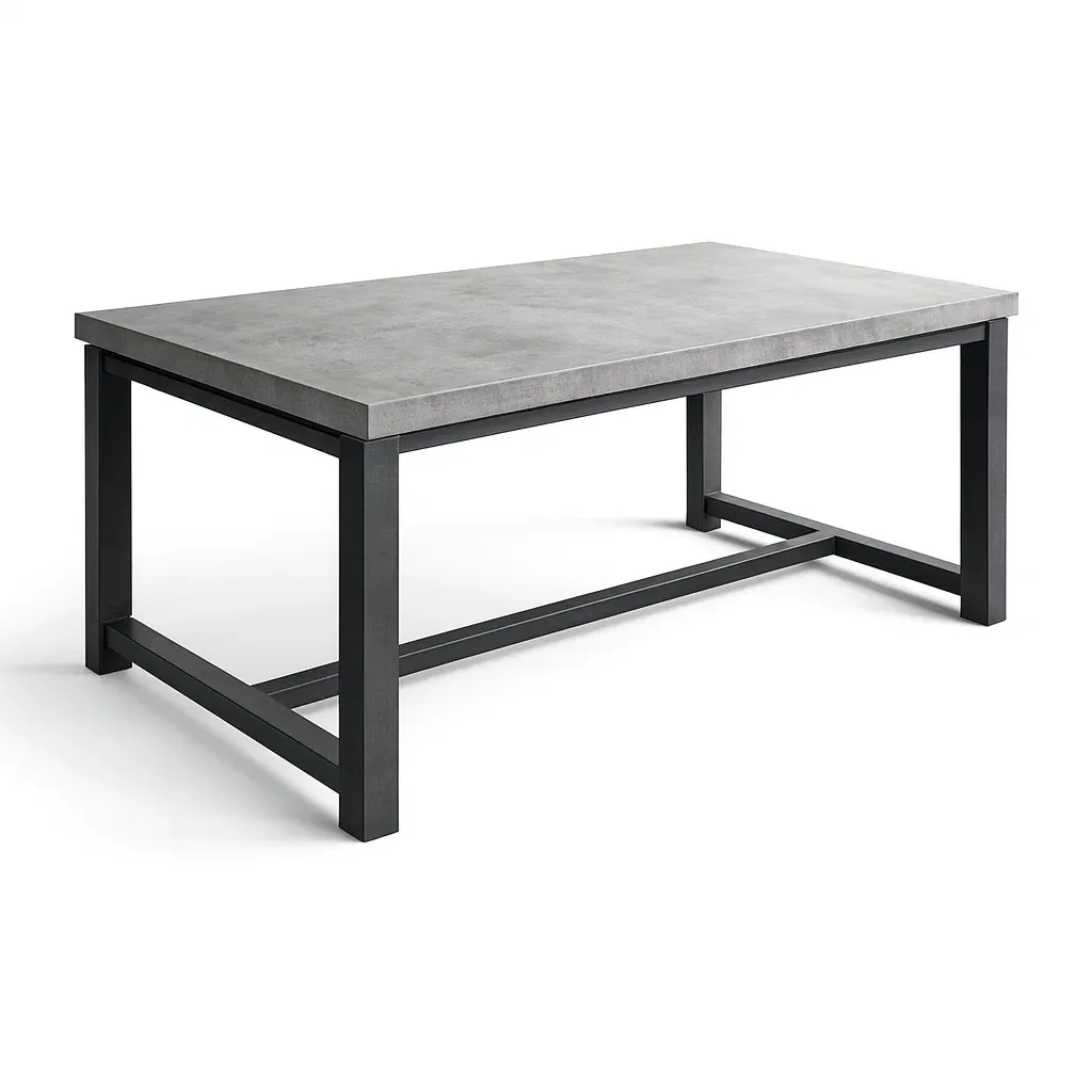 Esstisch rechteckig Betonplatte Metallgestell Grau 160x90x75 cm-Mobetrix
