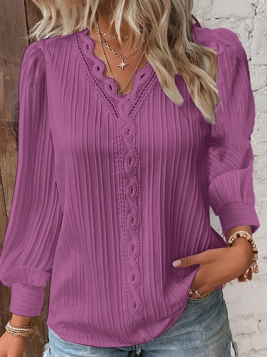 Elegantná a moderná dámska čipková blúzka v jednofarebnom prevedení