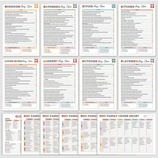 🔥🔥 ADHD Sada pro úklid a organizaci – Plánovač domácích povinností ✔
