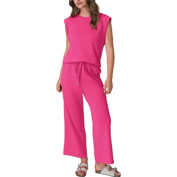 🌺Novinky 2026 – sleva 49 %🌺 Dámský ležérní top s krátkým rukávem a široké kalhoty, dvoudílný komplet