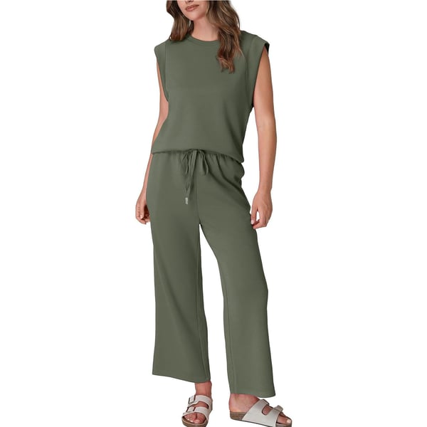 🌺Novinky 2026 – sleva 49 %🌺 Dámský ležérní top s krátkým rukávem a široké kalhoty, dvoudílný komplet