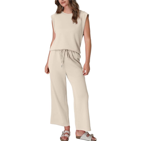 🌺Novinky 2026 – sleva 49 %🌺 Dámský ležérní top s krátkým rukávem a široké kalhoty, dvoudílný komplet