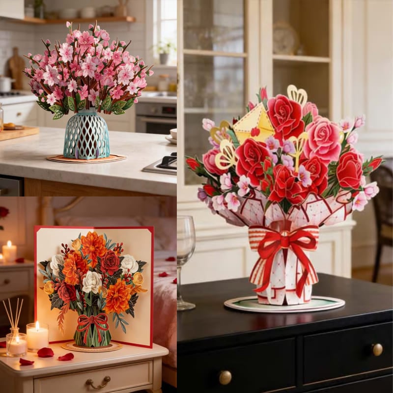  💌 Valentýnské 3D přáníčko s věčnými květy – personalizovaný vzkaz lásky