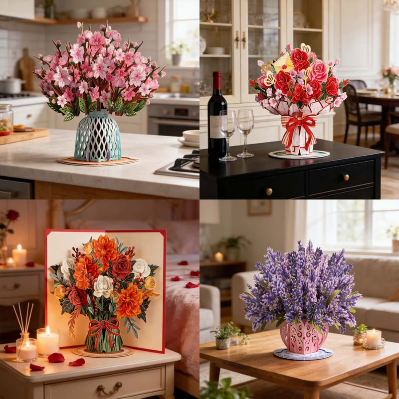  💌 Valentýnské 3D přáníčko s věčnými květy – personalizovaný vzkaz lásky