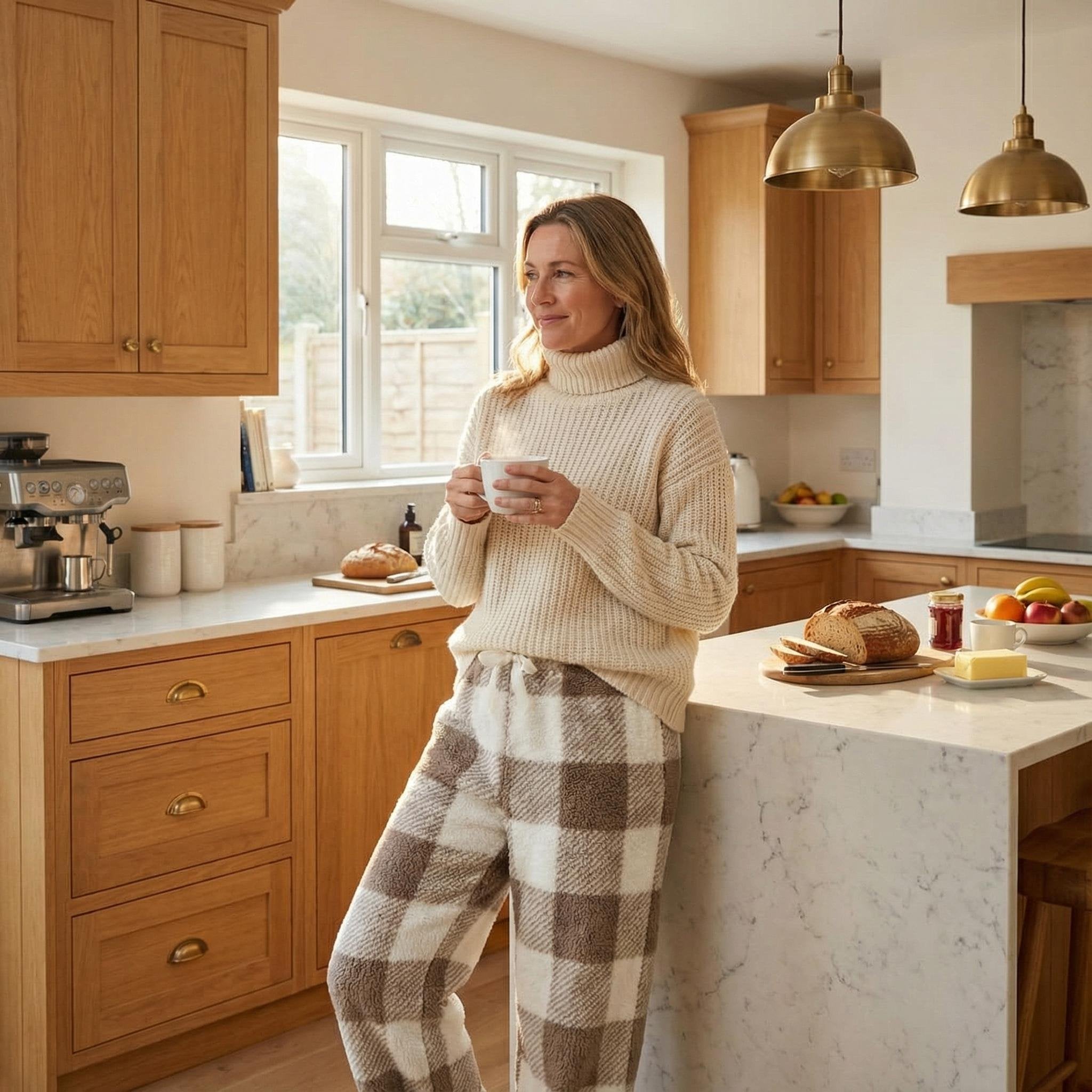 🔥Winter Vintage Plaid Elastic Straight Loose Thick Warm Casual Pants🌟