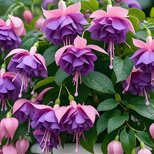 🌺 Převislá fuchsie – bohatě kvetoucí květiny na balkon a terasu