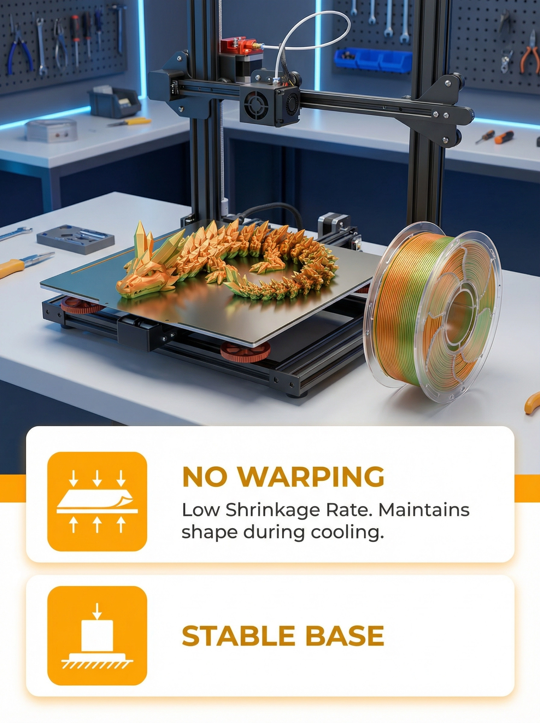 Beginner-Friendly Silk Dual-Color PLA Filament 1.75mm, 250g | Kriofy K250-PLA