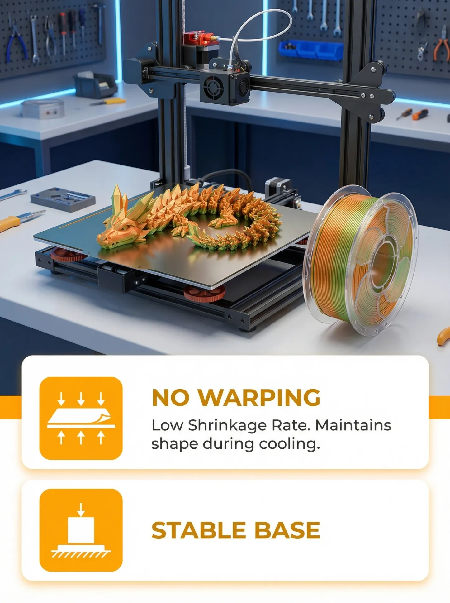 Beginner-Friendly Silk Dual-Color PLA Filament 1.75mm, 250g | Kriofy K250-PLA