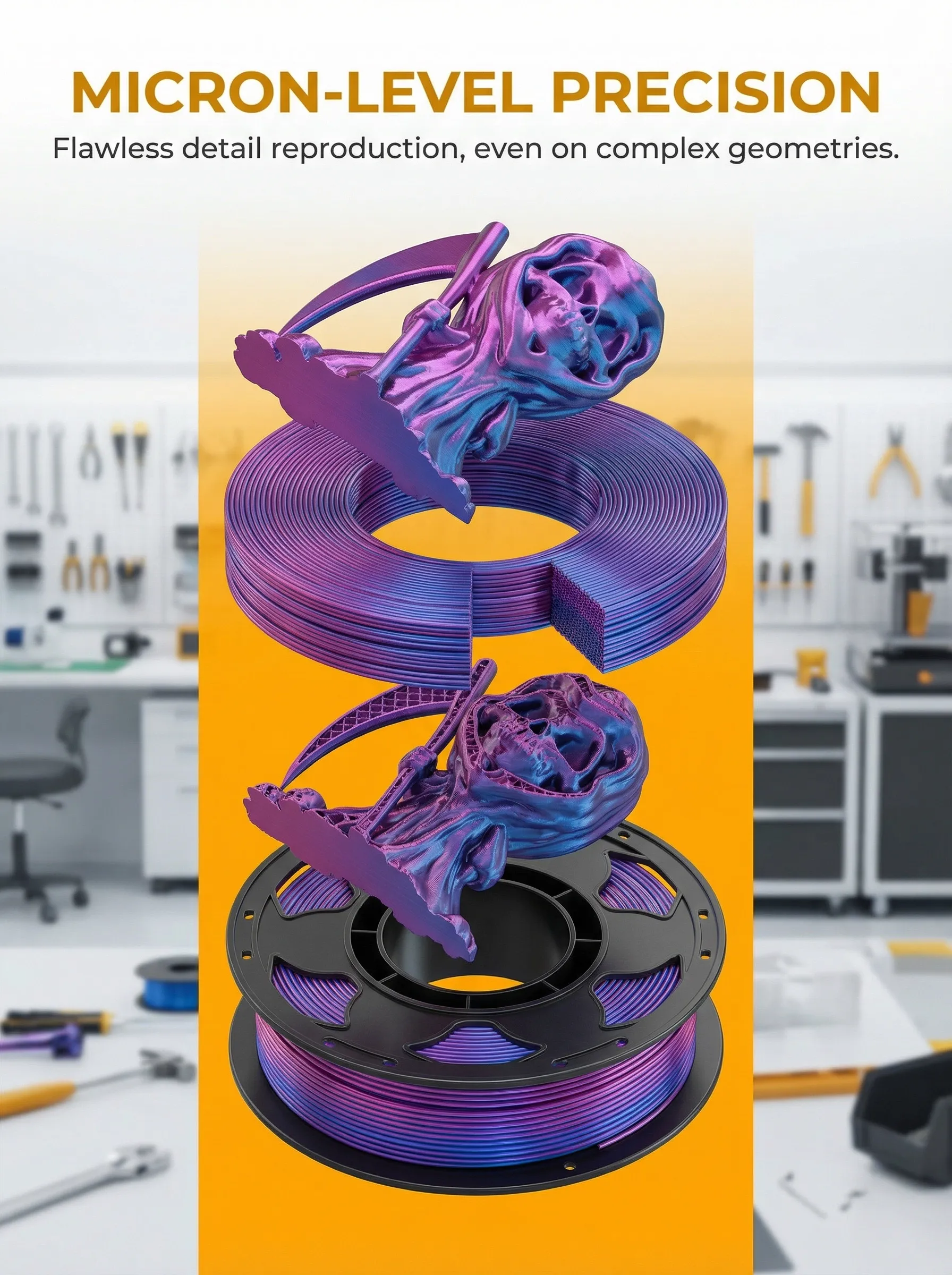 Beginner-Friendly Silk Dual-Color PLA Filament 1.75mm, 250g | Kriofy K250-PLA