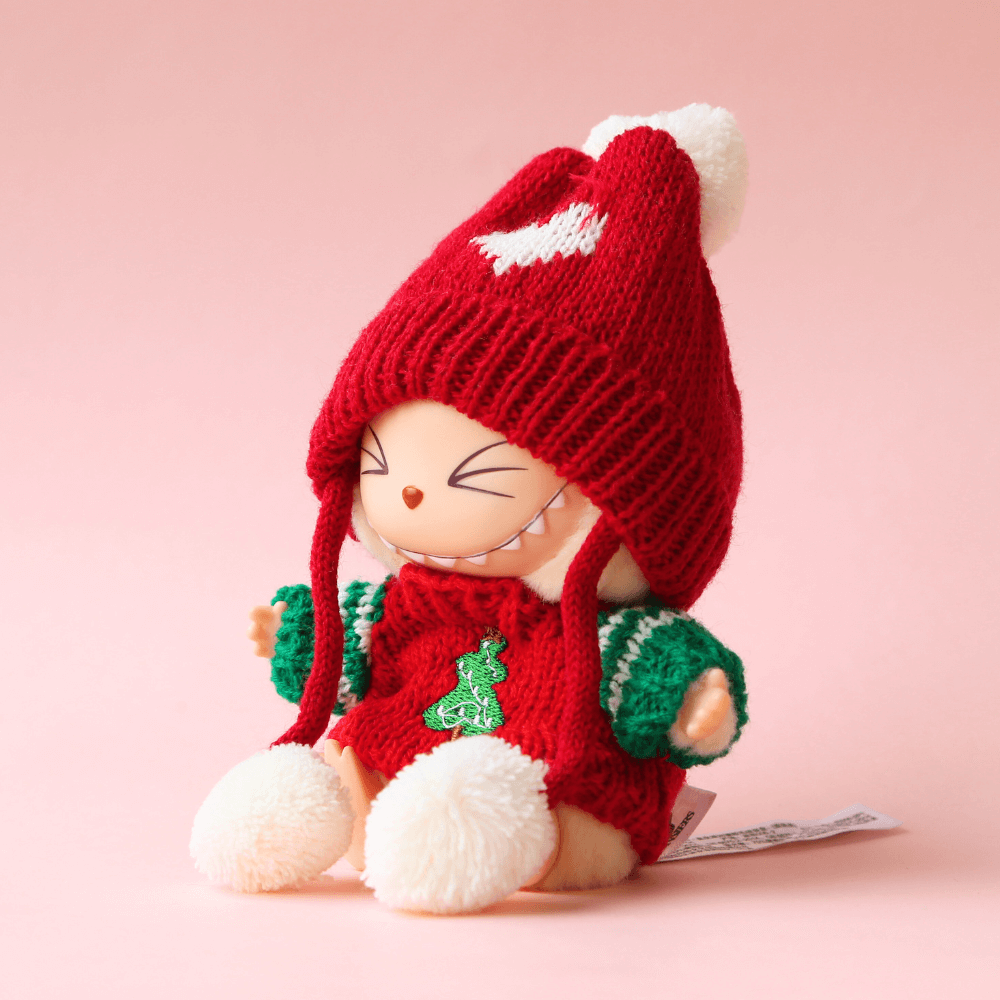 Christmas Pom-Pom Hat Set for Labubu