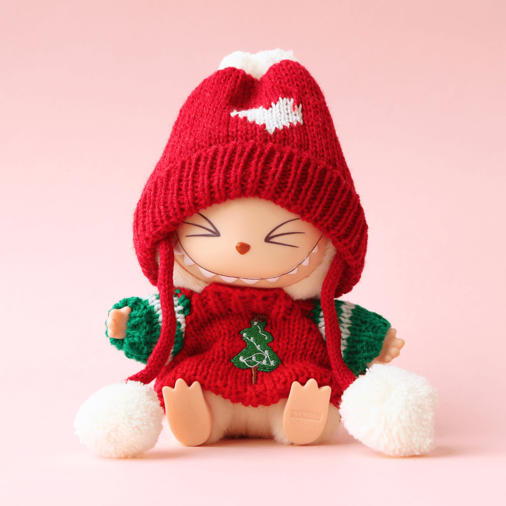 Christmas Pom-Pom Hat Set for Labubu