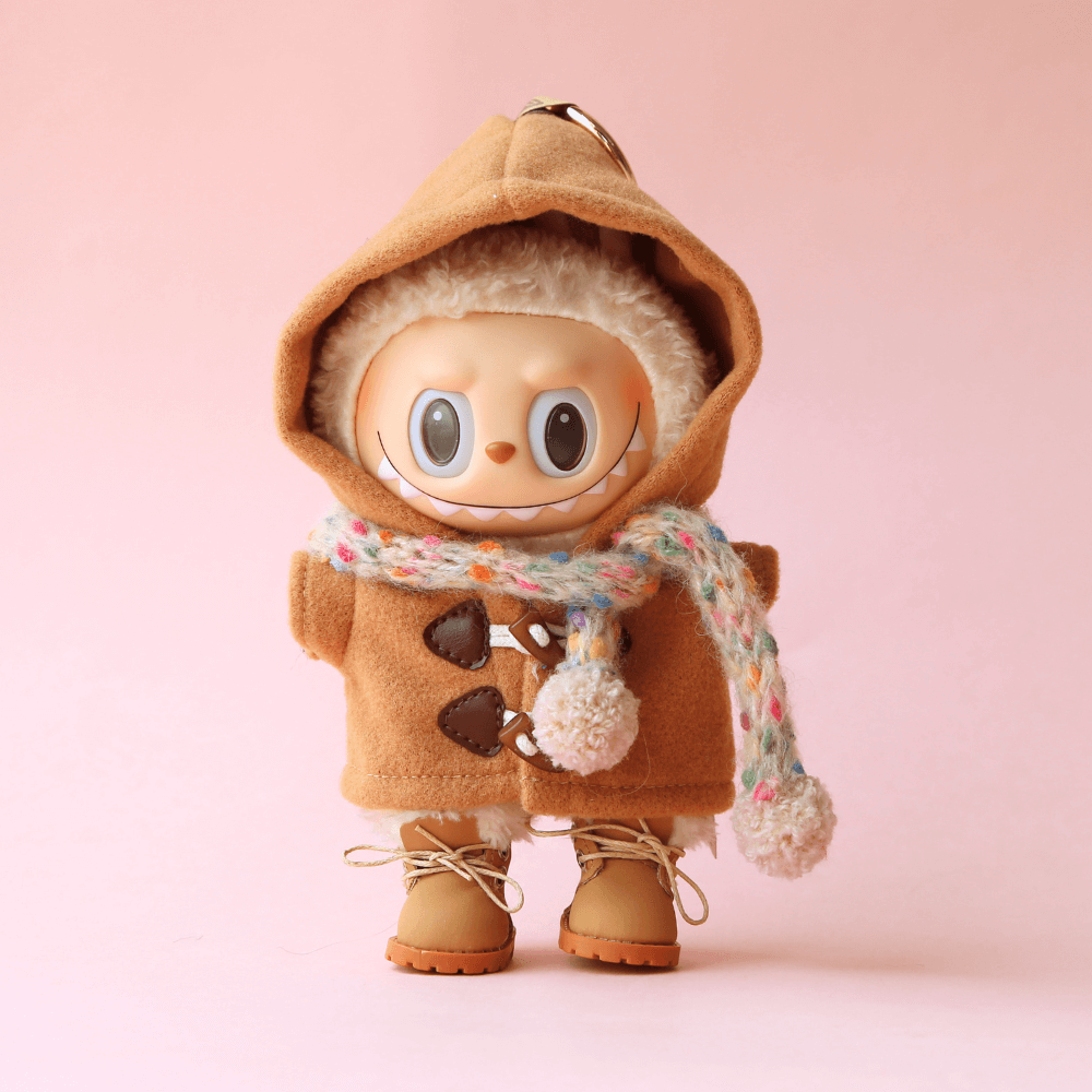 Hooded Wool Coat Set (3-piece) for Labubu