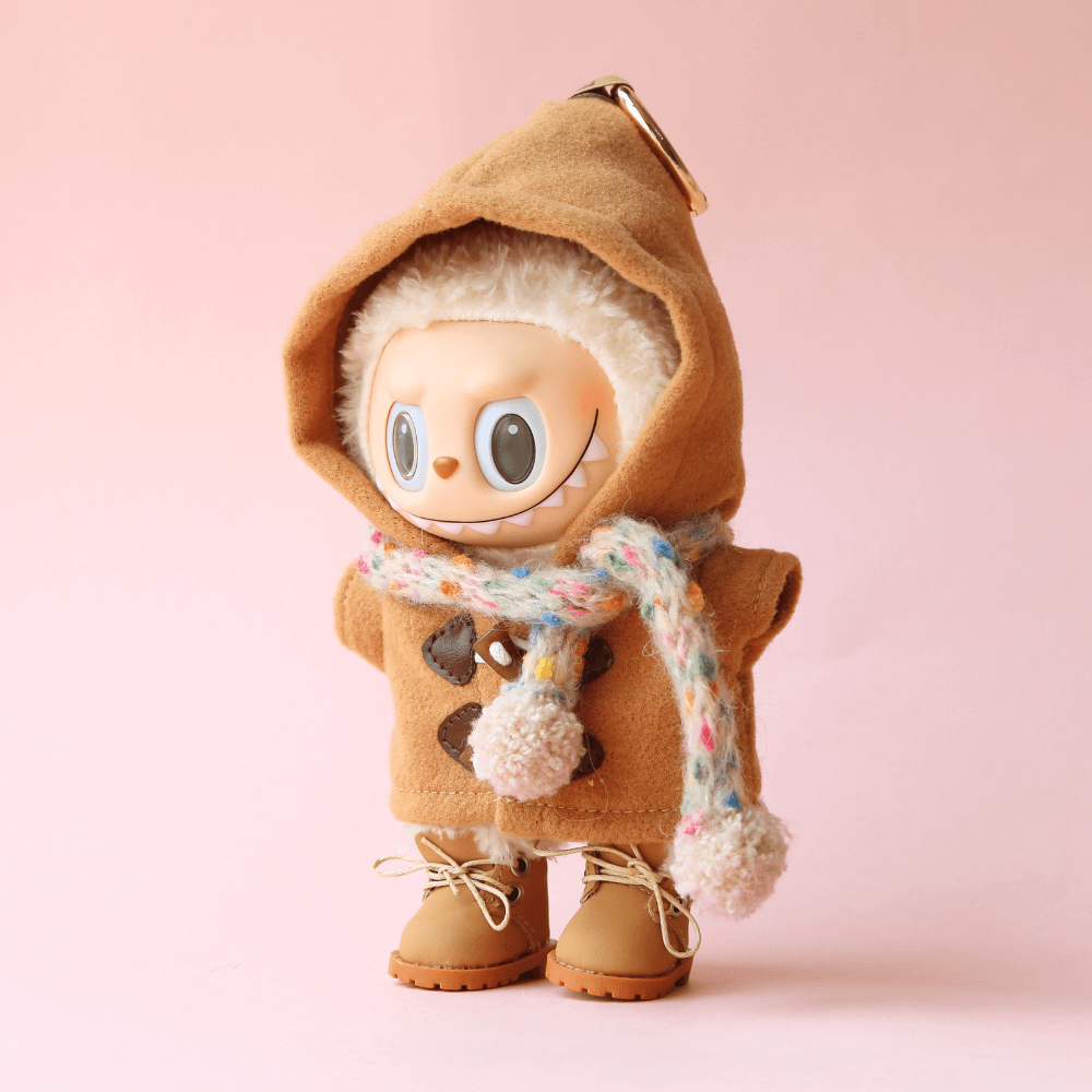 Hooded Wool Coat Set (3-piece) for Labubu