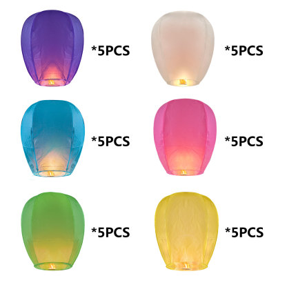 30 Multicolored Chinese Paper Sky Lanterns