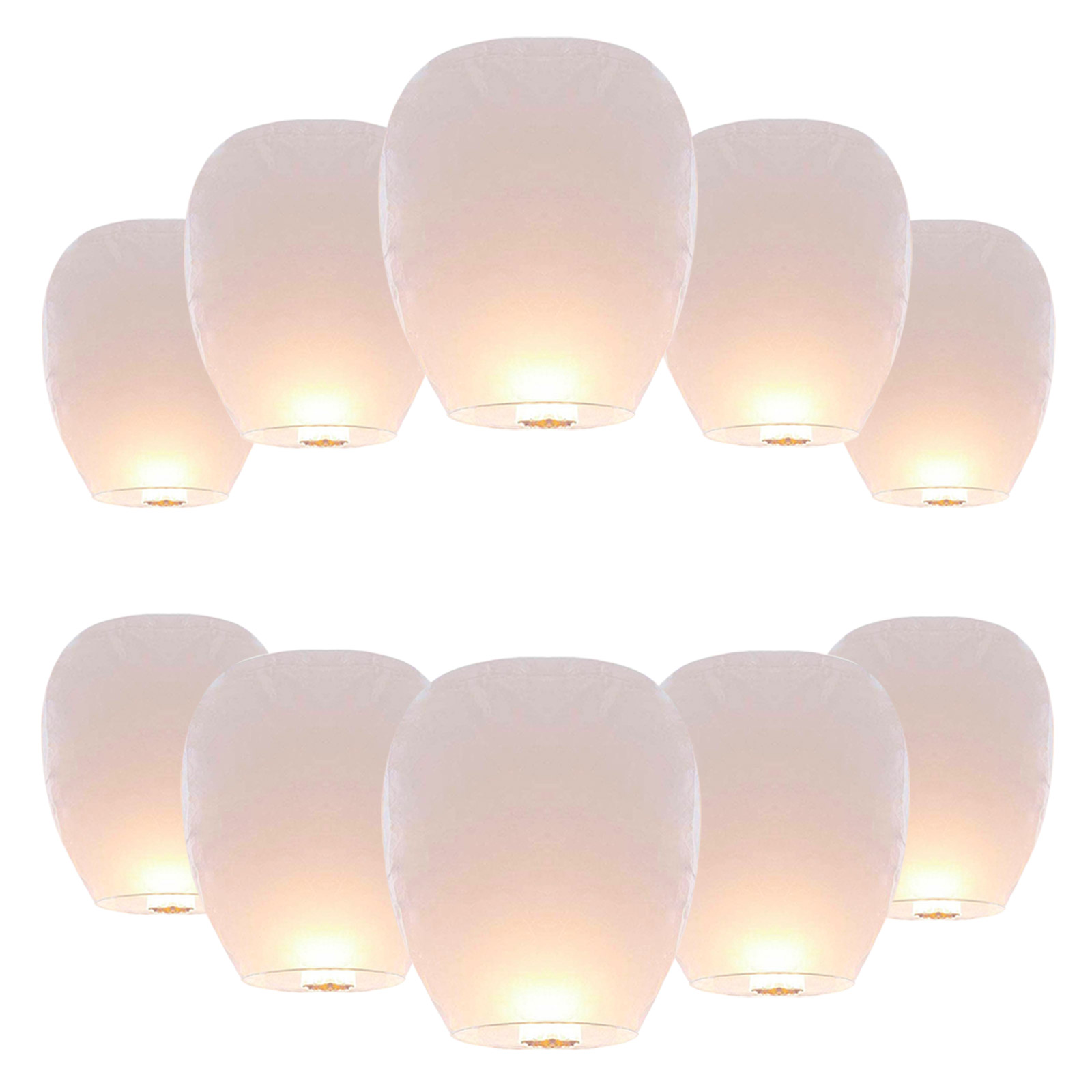 10 White Chinese Paper Sky Lanterns