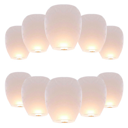 10 White Chinese Paper Sky Lanterns