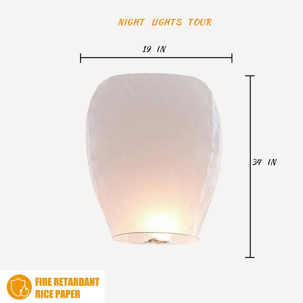 10 White Chinese Paper Sky Lanterns