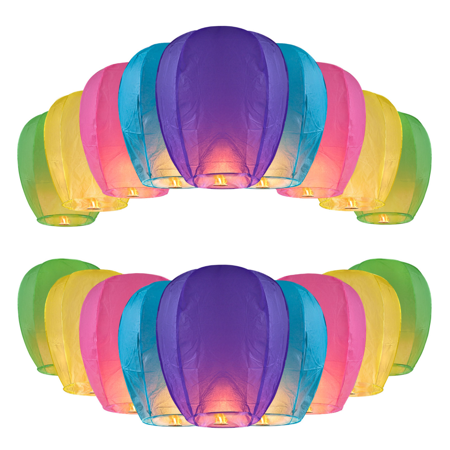 20 Multicolored Chinese Paper Sky Lanterns