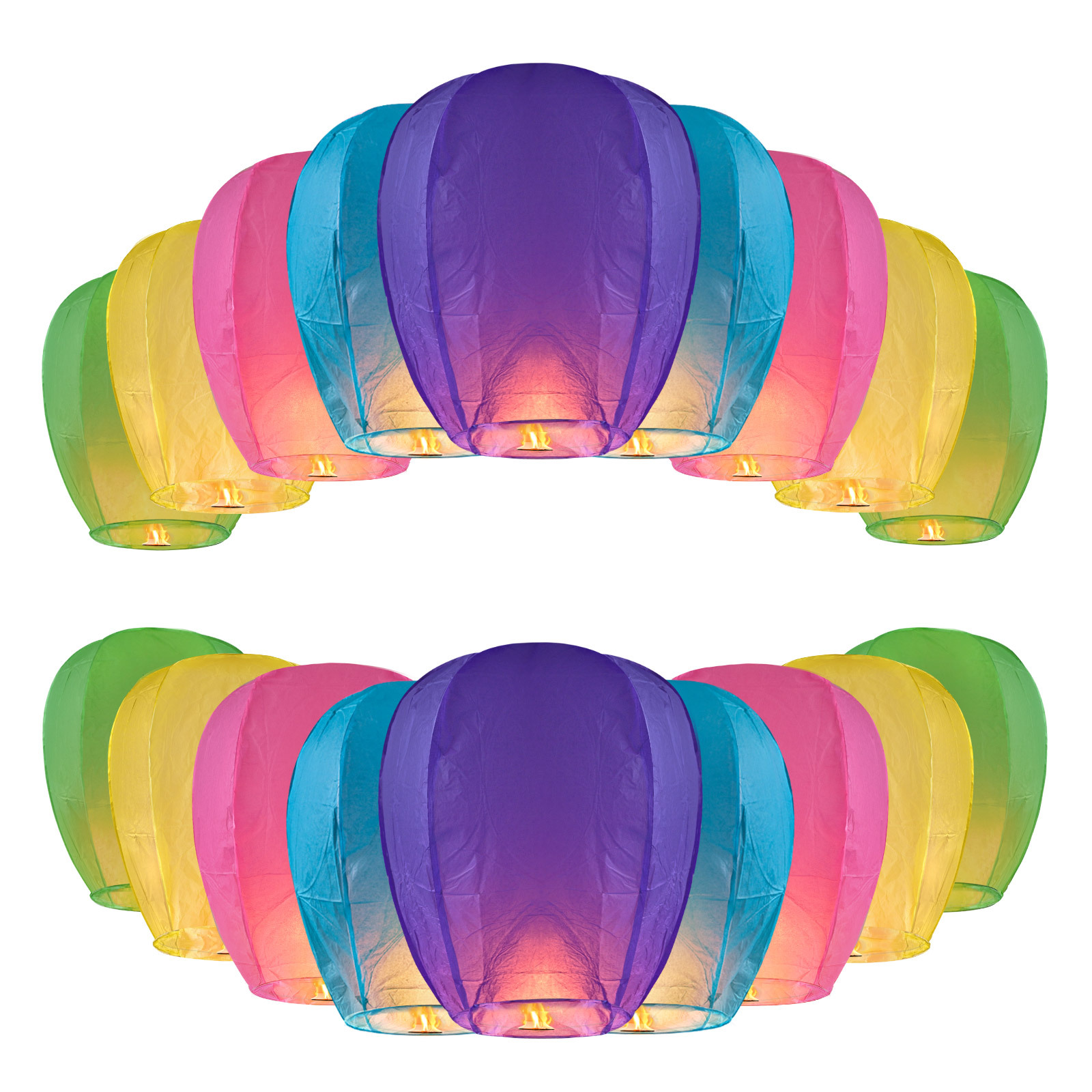 20 Multicolored Chinese Paper Sky Lanterns