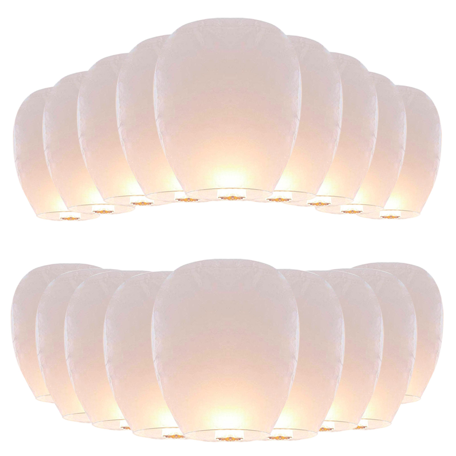 20 White Chinese Paper Sky Lanterns