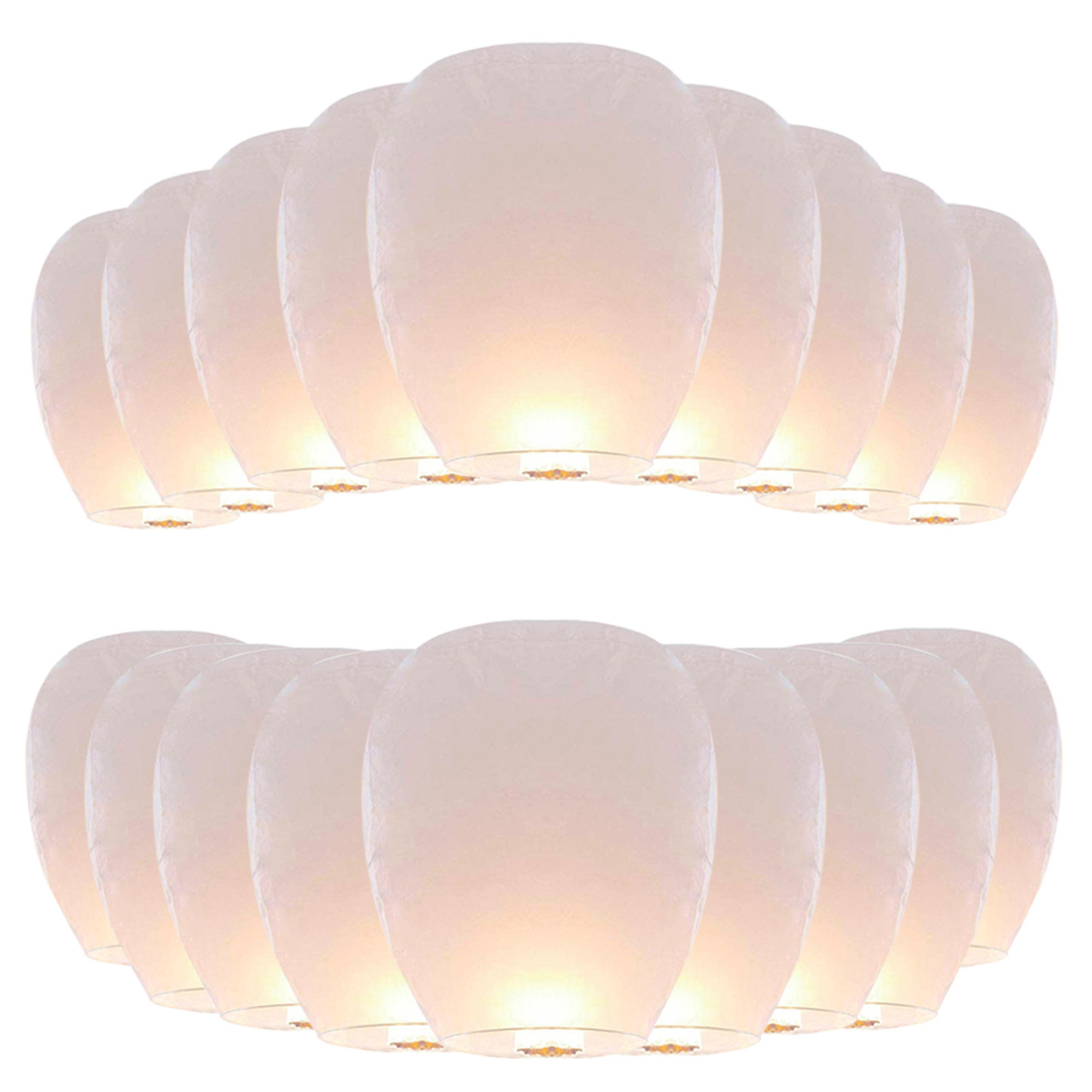 20 White Chinese Paper Sky Lanterns