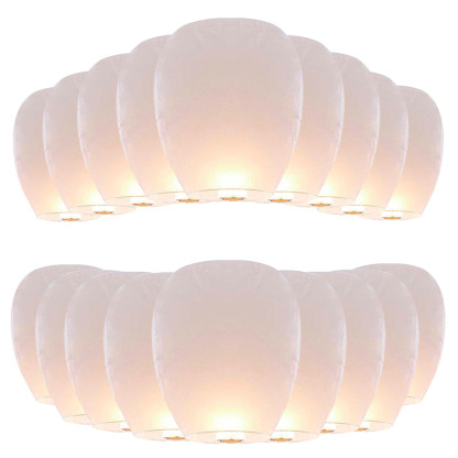 20 White Chinese Paper Sky Lanterns