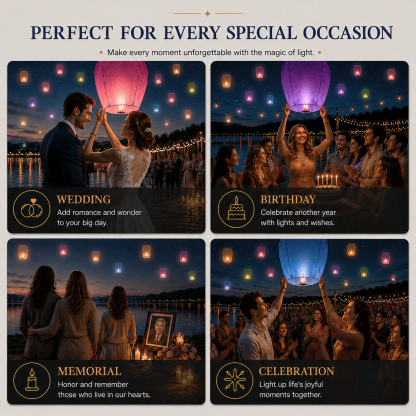 30 Pack Multicolor Chinese Paper Sky Lanterns