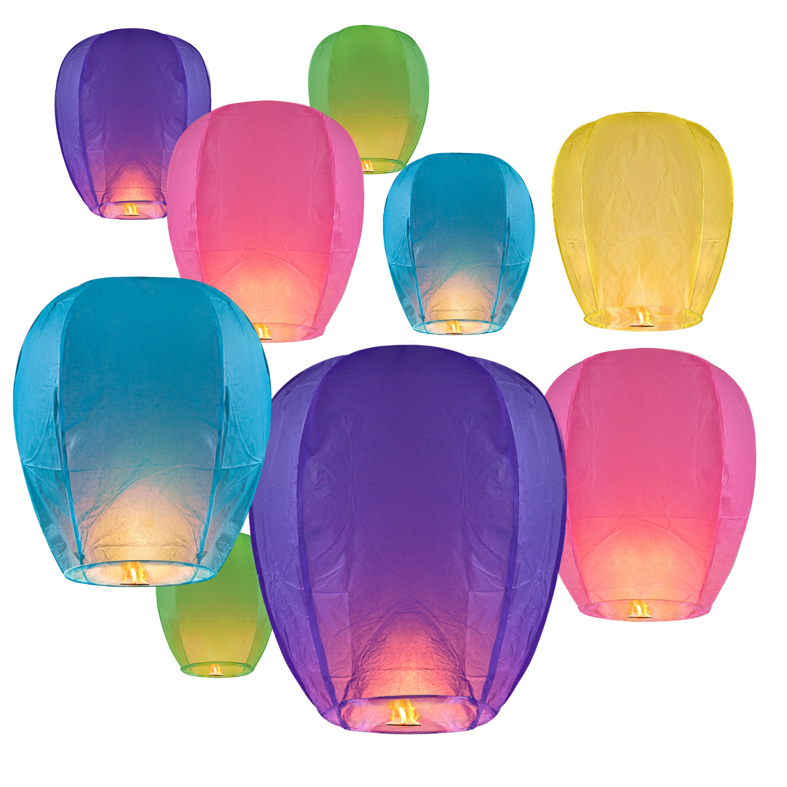 30 Multicolored Chinese Paper Sky Lanterns