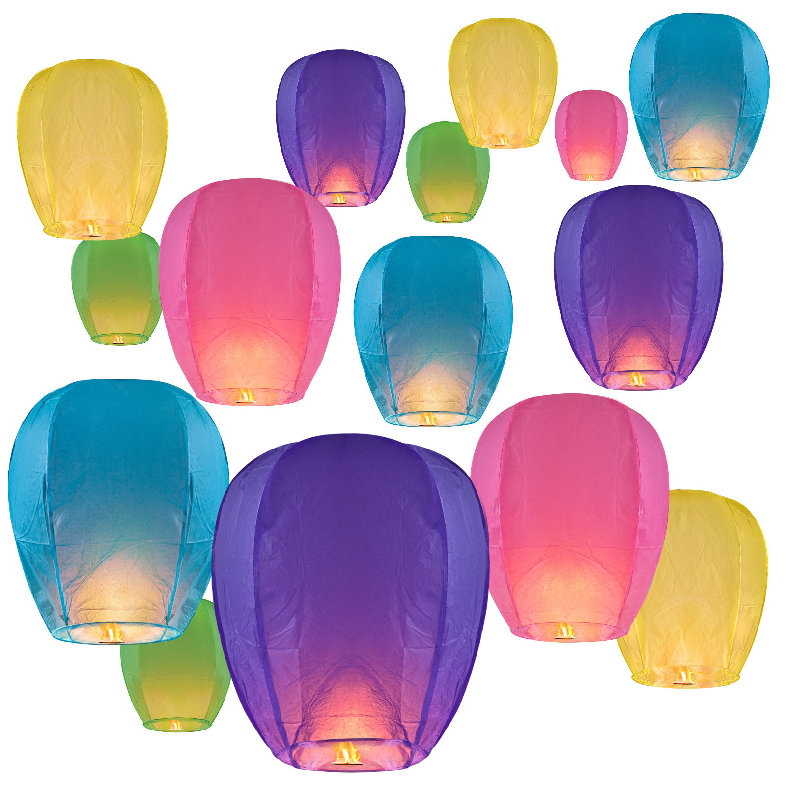 40 Multicolored Chinese Paper Sky Lanterns