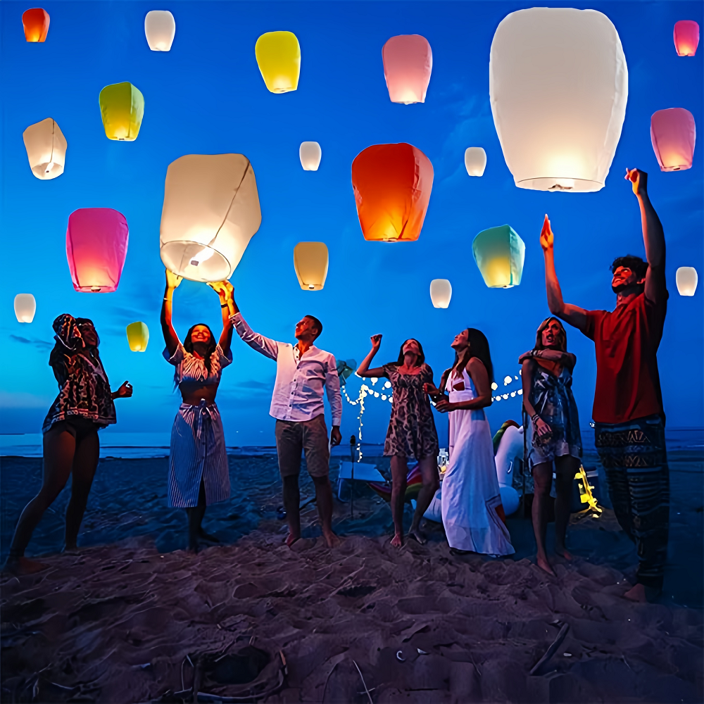 20 Multicolored Chinese Paper Sky Lanterns