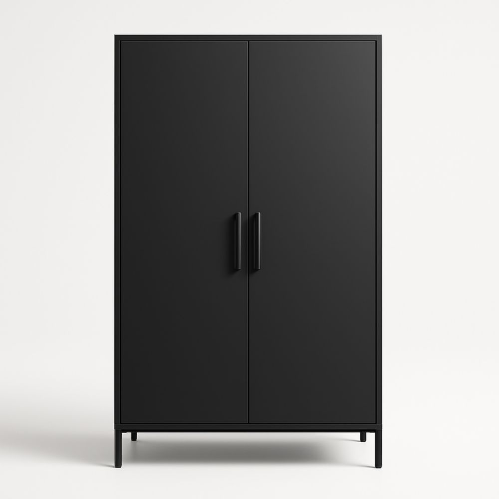 Armadio a Due Ante Nero in MDF 200x100x50cm