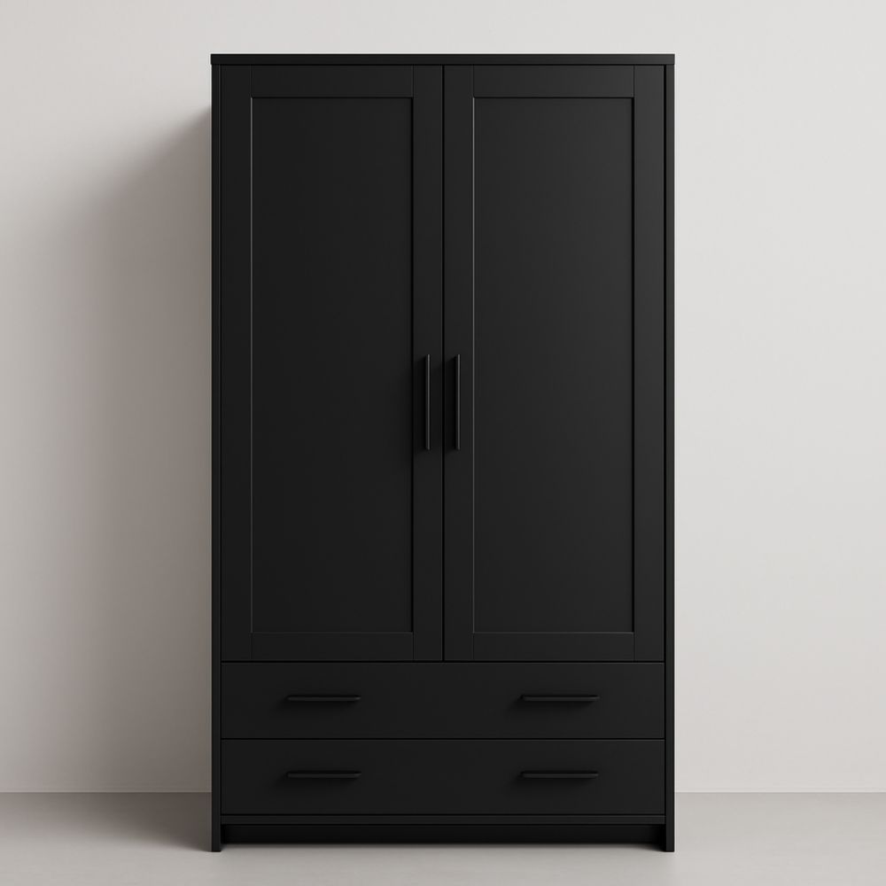 Armadio nero in legno con cassetti