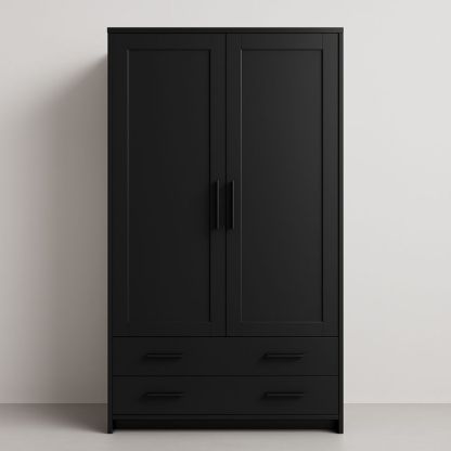 Armadio nero in legno con cassetti