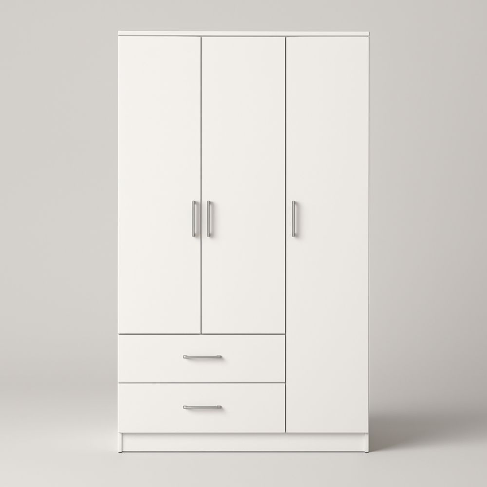 Armadio a tre ante in MDF con maniglie in metallo