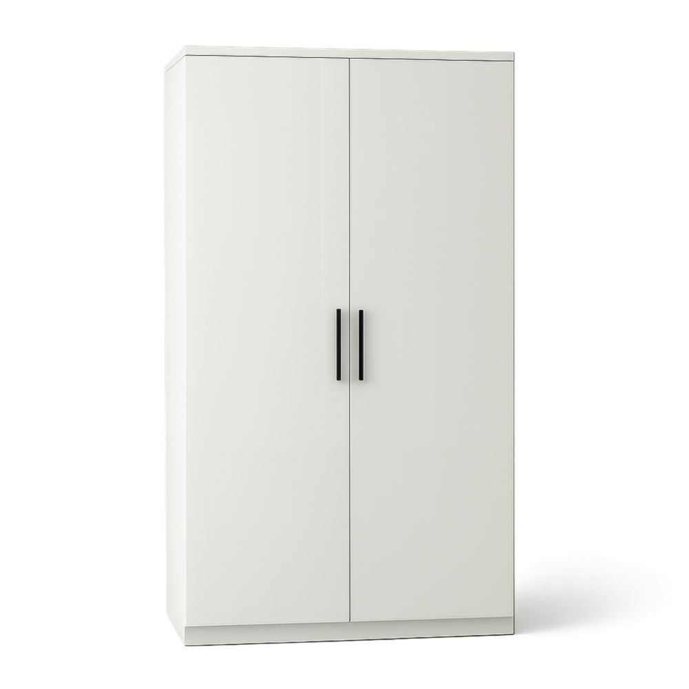 Armadio guardaroba bianco in MDF con ante a battente 200cm x 100cm x 60cm