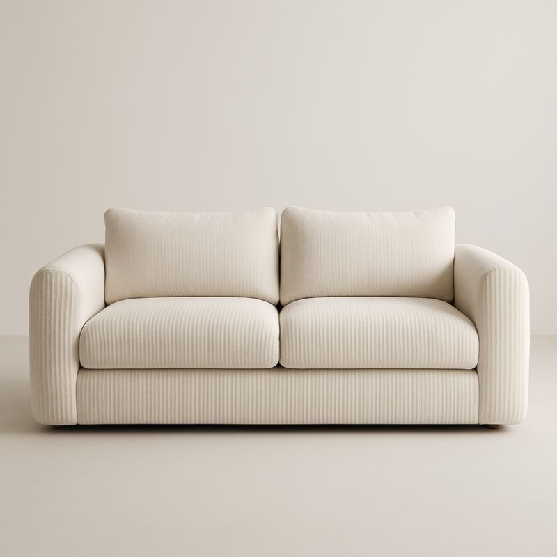 Canapé 2 places en velours côtelé beige