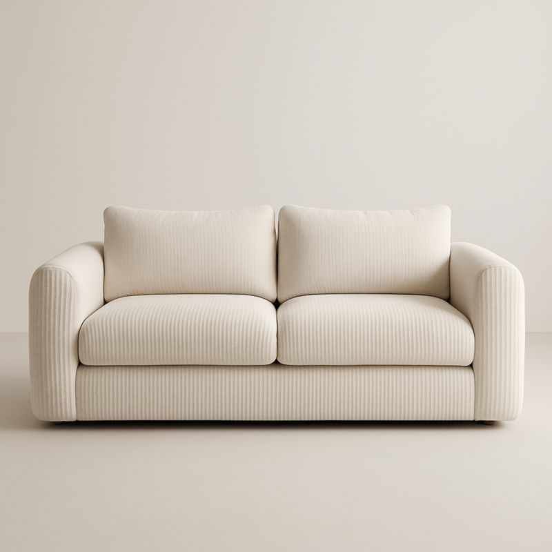 Canapé 2 places en velours côtelé beige