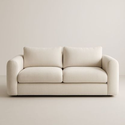 Canapé 2 places en velours côtelé beige