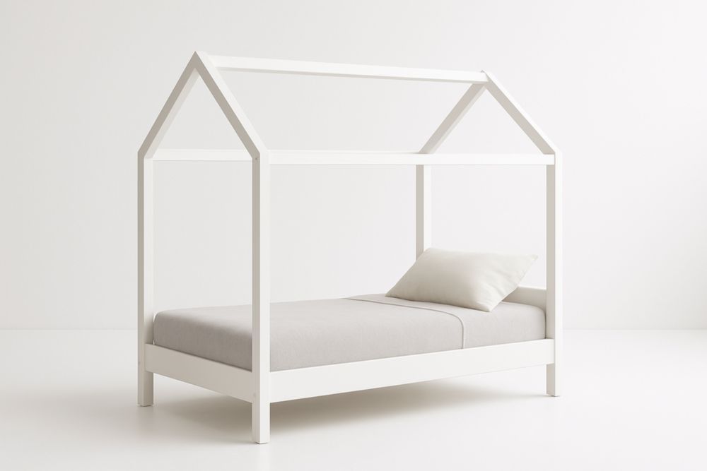 Lit cabane en bois Blanc