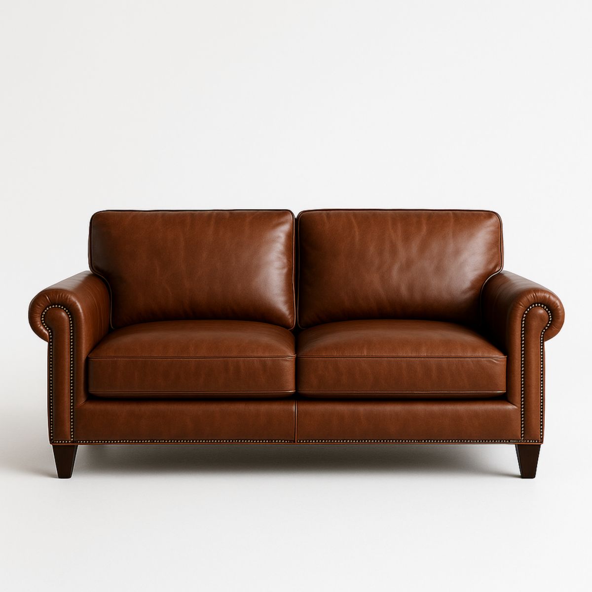 Canapé 2 places en cuir marron