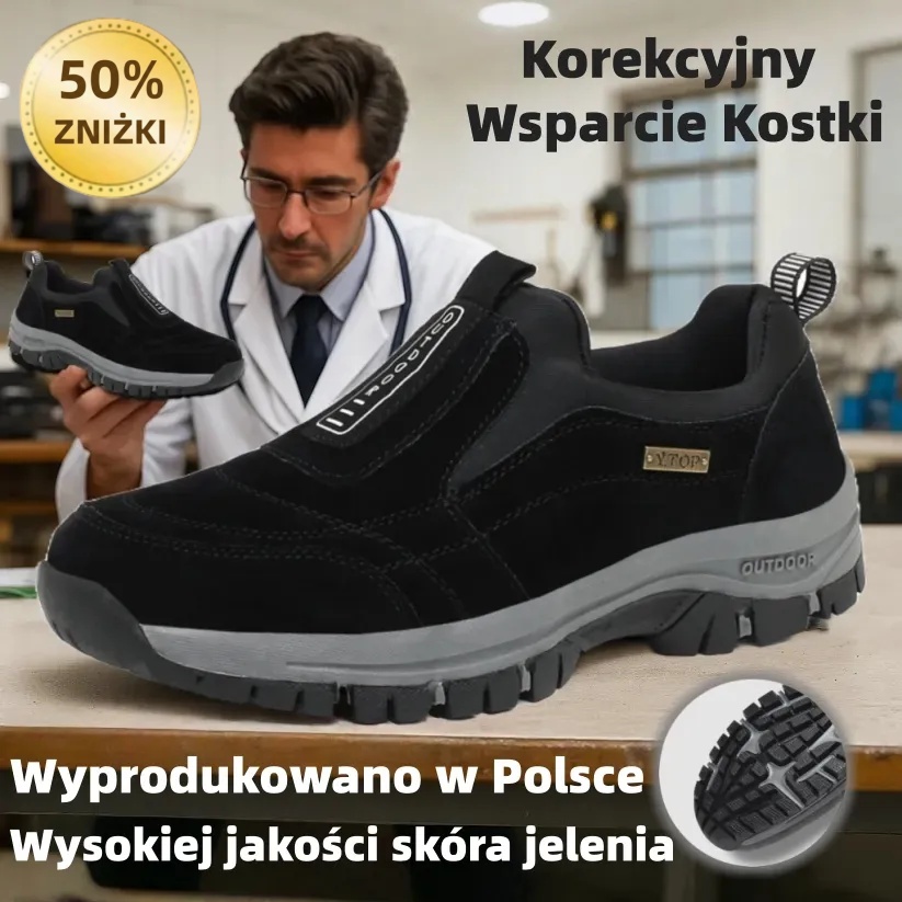 🔥 50% taniej – Pół ceny!✅ Buty ze skóry jelenia wysokiej jakości 🦶 Łagodzą ból stóp i zapalenie powięzi⬛Wodoodporne i antypoślizgowe