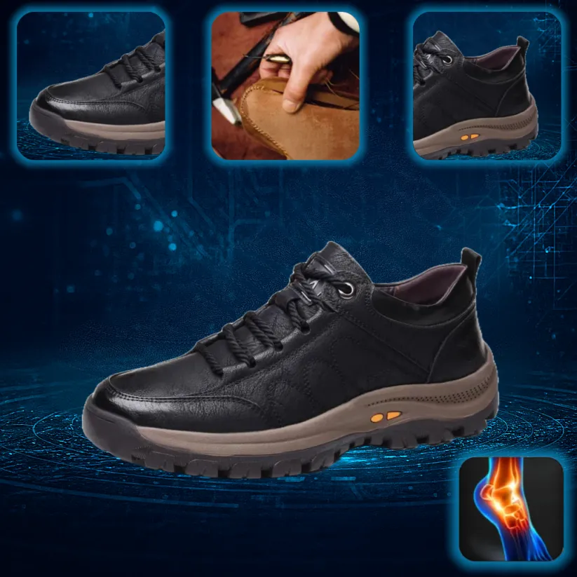 【🎁50% zniżki】🐂 Męskie buty ortopedyczne wykonane z najwyższej jakości skóry bydlęcej 👞 Szyte ręcznie, wodoodporne i antypoślizgowe ✅ Wsparcie łuku stopy dla wygodnego chodzenia ✅