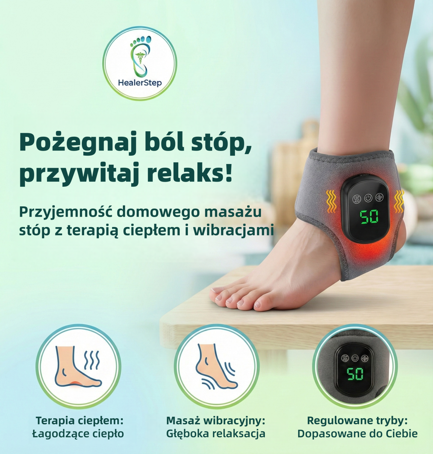 Masażer stóp 👣🔥 | Masaż + Ciepły Kompres 🌡️ | 3 Tryby Wibracji ⚡ | 🔥 PÓŁ CENY – 50% TANIEJ! 💥
