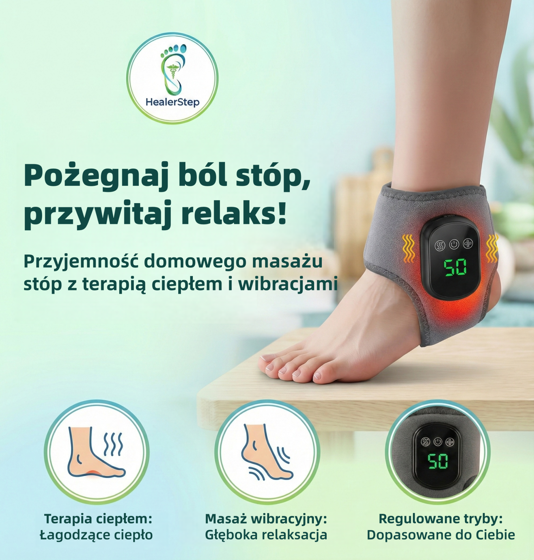 Masażer stóp 👣🔥 | Masaż + Ciepły Kompres 🌡️ | 3 Tryby Wibracji ⚡ | 🔥 PÓŁ CENY – 50% TANIEJ! 💥