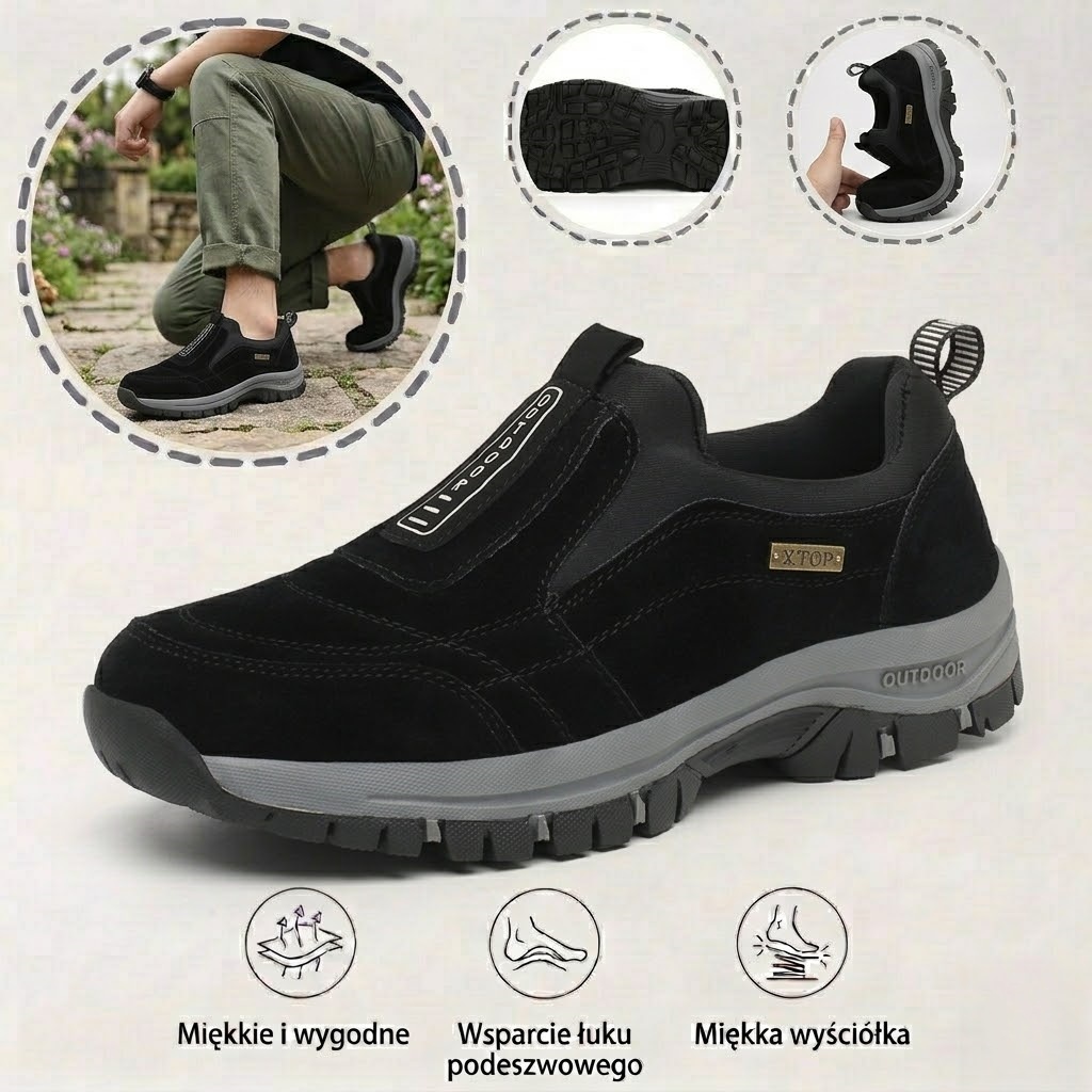 ⏰ Tylko dziś: 50% zniżki na wszystkie produkty! Nie przegap! 👟 Męskie buty trekkingowe ze skóry jelenia ✅ Szyte ręcznie ✅ Wodoodporne i antypoślizgowe ✅ Doskonałe wsparcie łuku stopy ✅ Niezrównany komfort