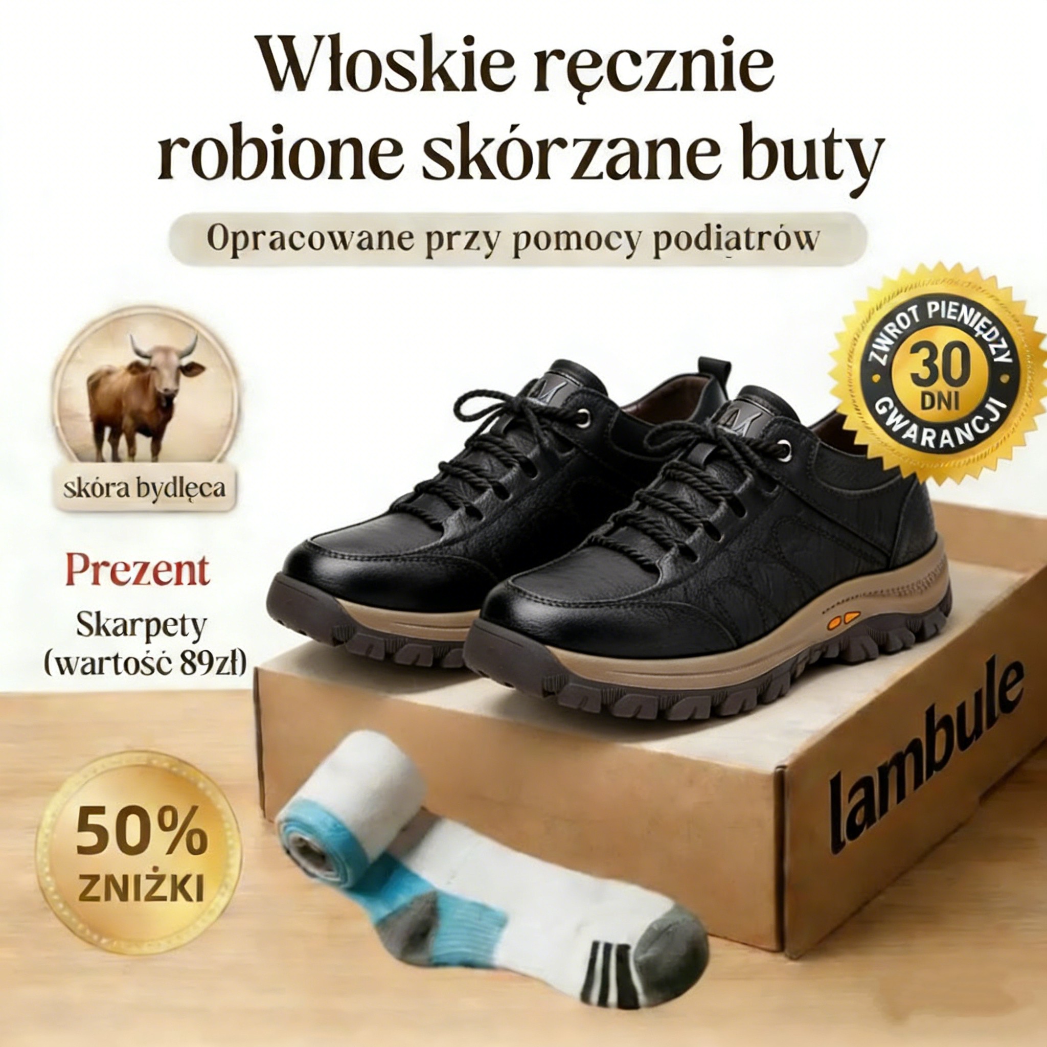🔴 Ręcznie szyte włoskie buty skórzane ✅ Buty ortopedyczne z obsługą sztucznej inteligencji + wsparcie kostki 🦶 Odpowiednie dla osób z problemami stóp!