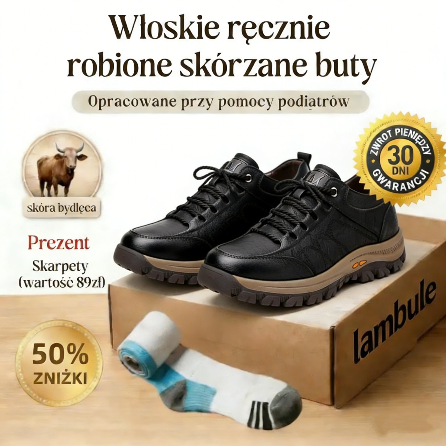 🔴 Ręcznie szyte włoskie buty skórzane ✅ Buty ortopedyczne z obsługą sztucznej inteligencji + wsparcie kostki 🦶 Odpowiednie dla osób z problemami stóp!