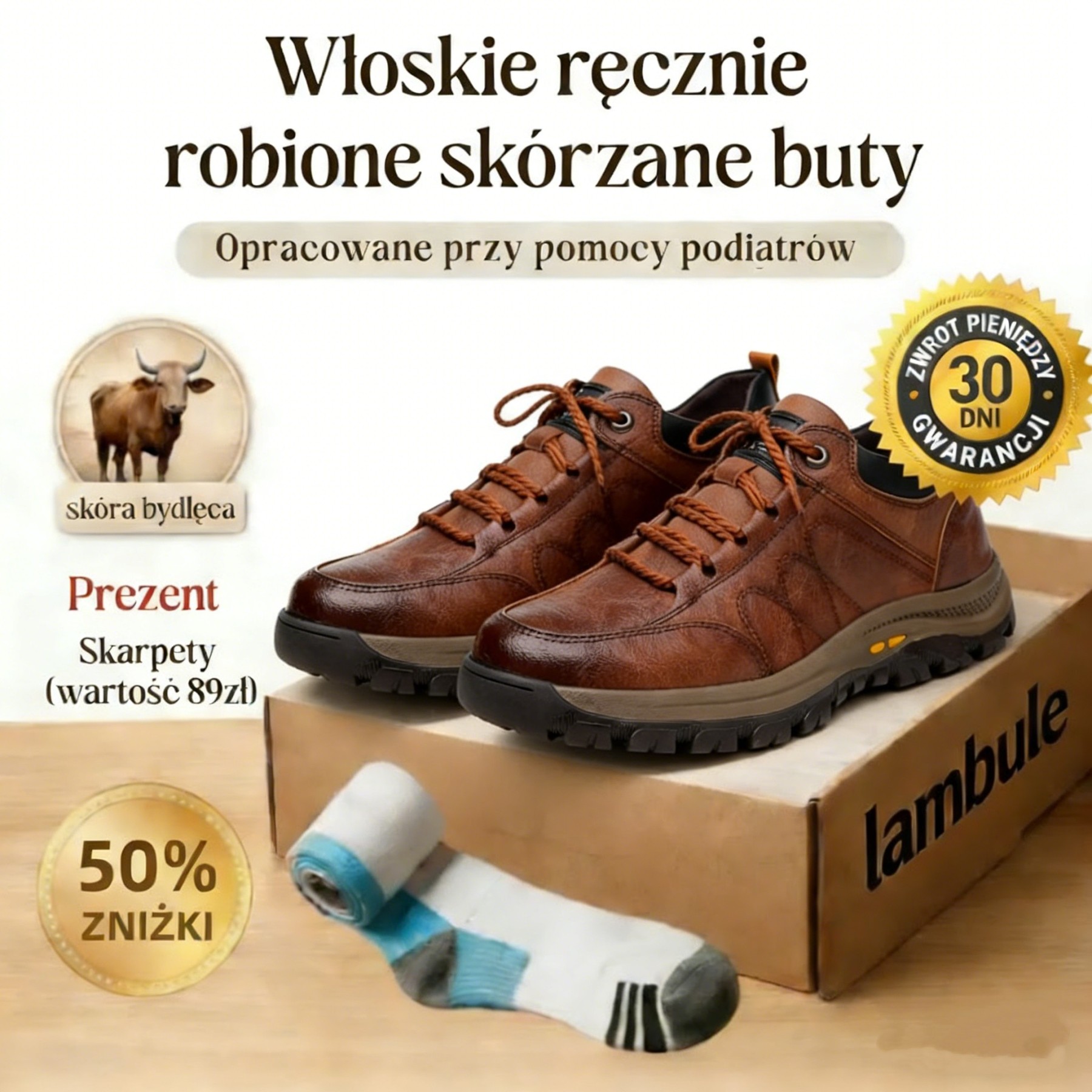 🔴 Ręcznie szyte włoskie buty skórzane ✅ Buty ortopedyczne z obsługą sztucznej inteligencji + wsparcie kostki 🦶 Odpowiednie dla osób z problemami stóp!